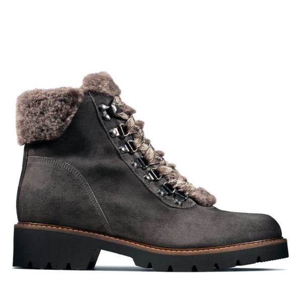 Clarks Womens Velma Hiker Ankle Boots Dark Grey | UK-4193657